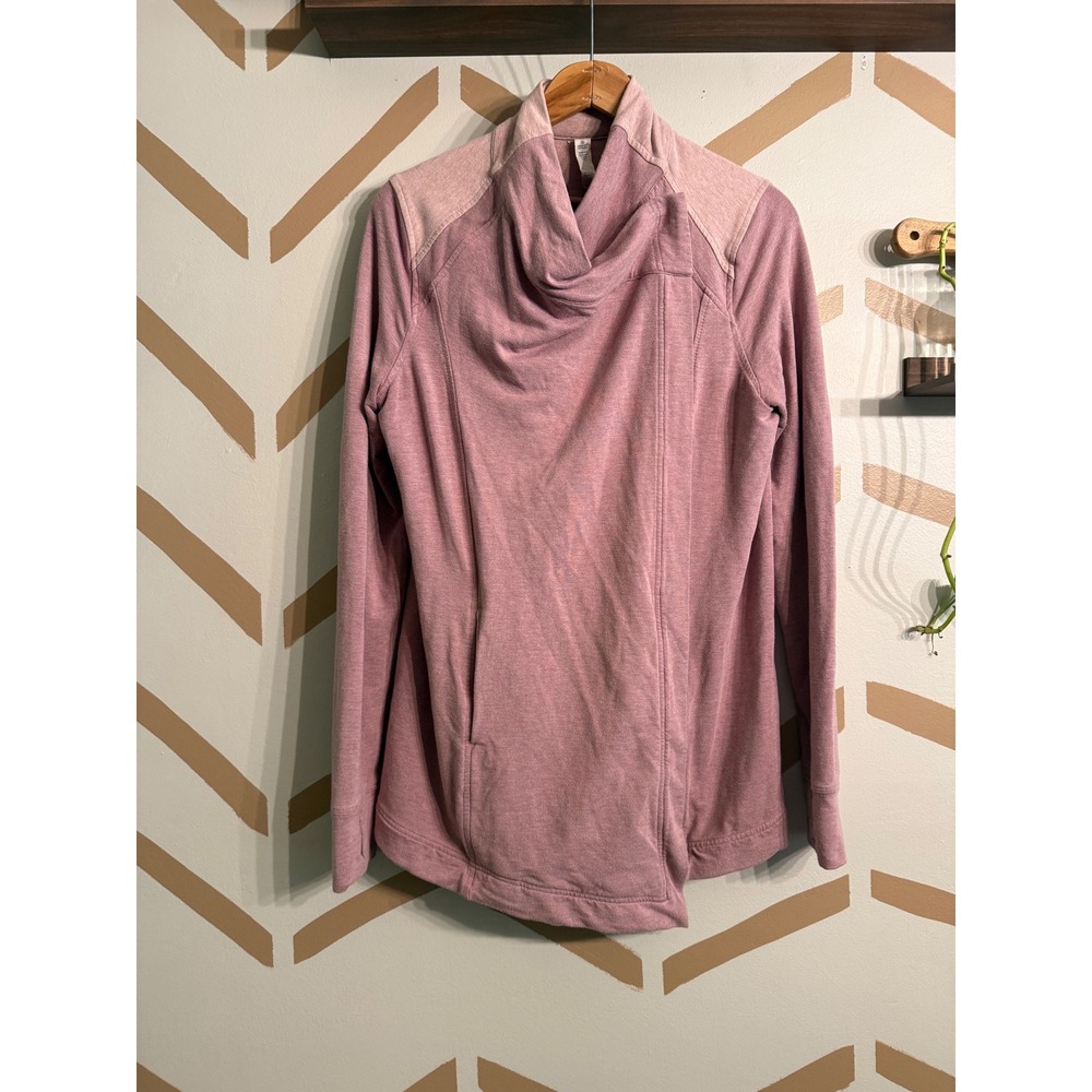 Lululemon Cross Front‎ Cardigan Women 10 Pink Heathered Asymmetrical Wrap Jacket